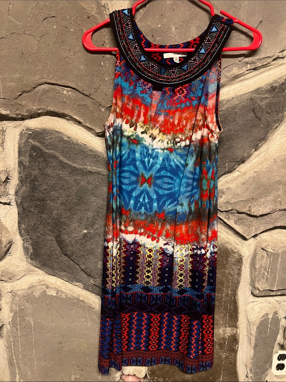 Studio One Multicolor Blue and Red Sleeveless Midi Dress